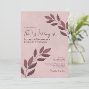 Invitation Feuilles désireux Élégant moderne Dusty Rose Maria