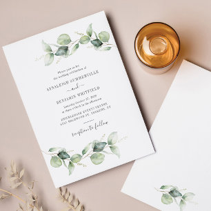Invitation Feuilles d'Eucalyptus Verdure Mariage Rustique