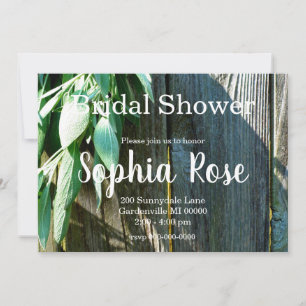 Invitation Feuilles d'herbe botanique boho rustique en bois d