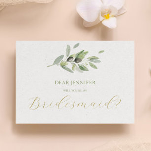 Invitation Feuilles d'olive serez-vous ma demoiselle d'honneu