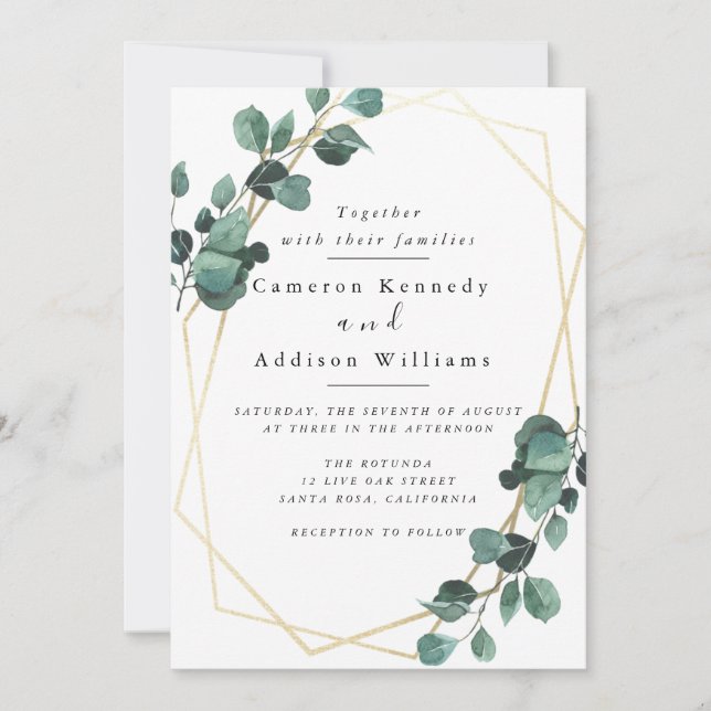 Invitation Feuilles d'olivier, Mariage de verdure (Devant)