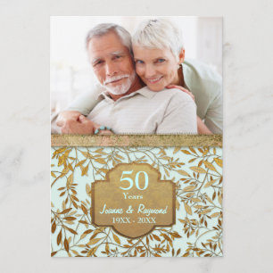 Invitation Feuilles d'or 50e anniversaire Mariage
