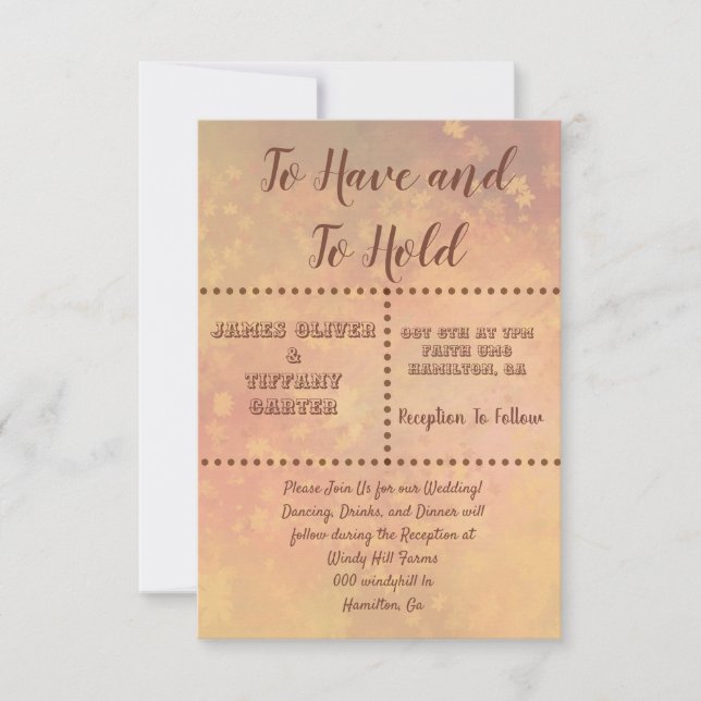 Invitation feuilles en chute libre et points (Devant)