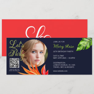 Invitation Feuilles et Fleurs Tropicales