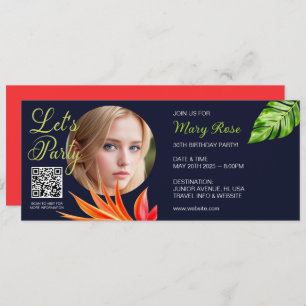 Invitation Feuilles et fleurs tropicaux