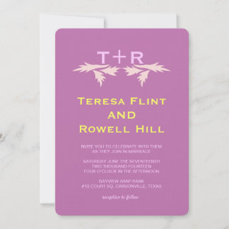 Invitation feuilles et monogramme