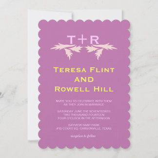 Invitation feuilles et monogramme