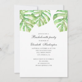 Invitation Feuilles exotiques d'été. Bachelorette tropicale