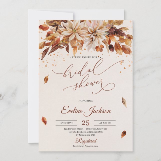 Invitation Feuilles floraux modernes de automne et automne (Devant)