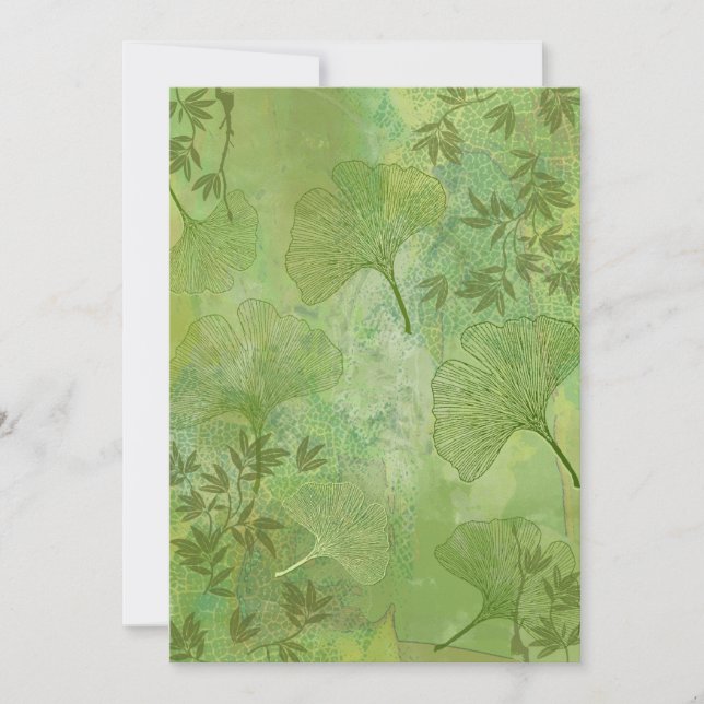 Invitation Feuilles Ginkgo et Bambou - Couleurs vertes - Natu (Devant)