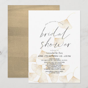 Invitation Feuilles Gold Ginkgo en chute Fête des mariées Dri