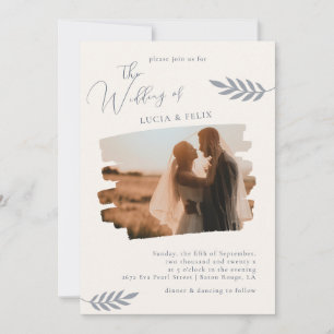 Invitation Feuilles modernes en détresse Mariage photo