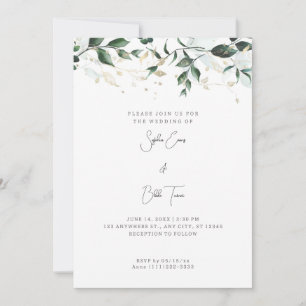 Invitation Feuilles modernes et vignes Mariage blanc
