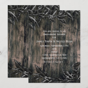 Invitation Feuilles noirs et argentés sombres Élégance Invita