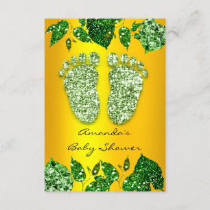 Invitation Feuilles Parties scintillant GOld Mint Green Baby