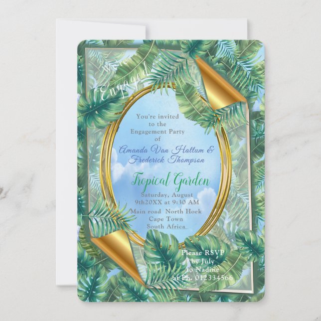 Invitation Feuilles Plantes verts tropicaux (Devant)