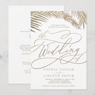 Invitation Feuilles romantiques de Palm d'or tout en un Maria
