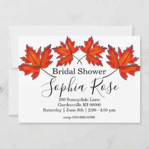 Invitation Feuilles rouges, feuilles d'érable, douche nuptial