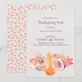 Invitation Feuilles Rustiques D'Automne Et Fête Citrouille De