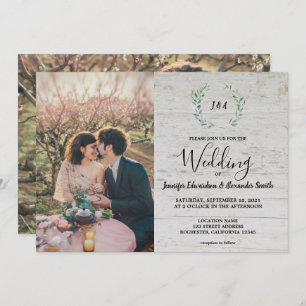 Invitation Feuilles rustiques sur la grange Mariage photo mon