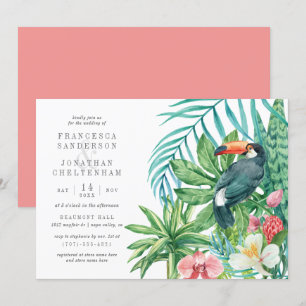 Invitation Feuilles Toucan & Tropical Mariage d'été