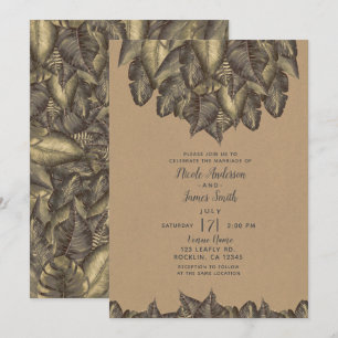 Invitation Feuilles Tropicales Botaniques Rustiques Mariage V