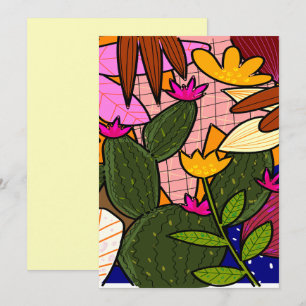 Invitation feuilles tropicaux Abstraits et fleurs