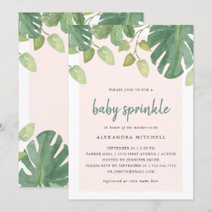 Invitation Feuilles tropicaux   Saupoudrer et saupoudrer de b