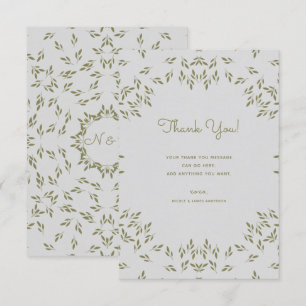 Invitation Feuilles vert olive Mariage rustique Merci