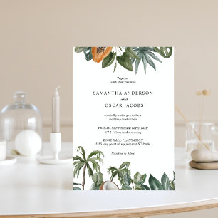 Invitation Feuilles Vertes Aquarelle Tropical Tendance