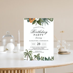 Invitation Feuilles Vertes Aquarelle Tropical Tendance
