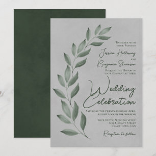 Invitation Feuilles verts de la forêt de script moderne sur M