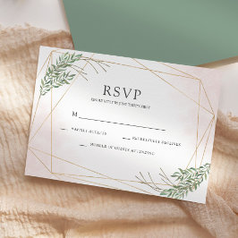 Invitation Feuilles verts et mariage blanc RSVP
