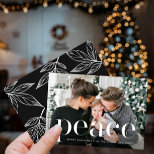 Invitation Feuilleté noir Imprimer Paix Photo Noël