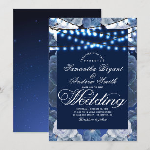 Invitation Feux à cordes Mariage élégant bleu
