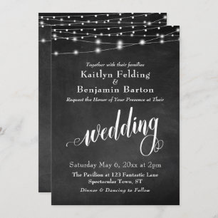 Invitation Feux Chalkboard String, Mariage de typographie