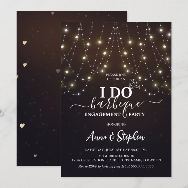 Invitation Feux d'allumage Je fais BBQ Engagement Party (Devant / Derrière)