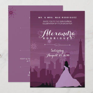 Invitation Feux d'artifice Bourguignon Rose Rose Paris Quince