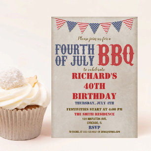 Invitation Feux d'artifice rustiques Anniversaire Tout âge 4