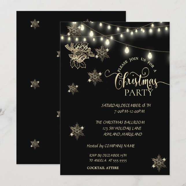 Invitation Feux de neige, Lumières, Fête de Noël de la compag (Devant / Derrière)