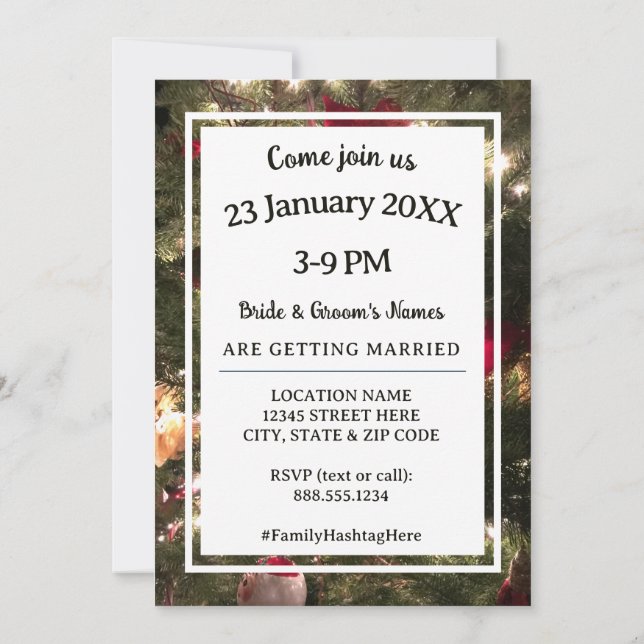 Invitation Feux de Noël Twinkle Lumières Famille Mariage Phot (Dos)