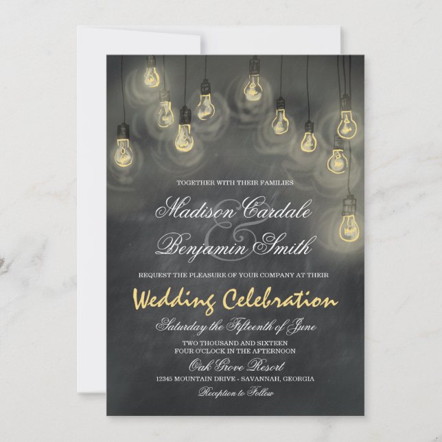 Invitation Feux de pendaison Vintage Chalkboard Mariage invit (Devant)