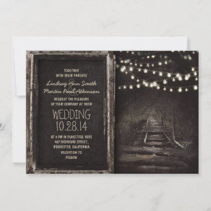 Invitation Feux de suspension lunaire chemin d'arbre mariage 