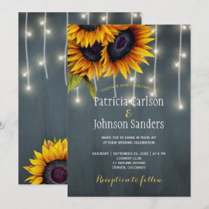 Invitation Feux rustiques tournesol marine mariage de tableau