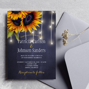 Invitation Feux rustiques tournesol marine mariage de tableau