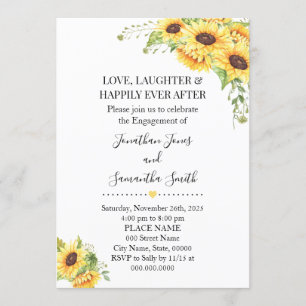 Invitation Fiançailles à fleurs de tournesol chic