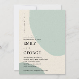 INVITATION FIANÇAILLES AQUA BLEU ABSTRAIT MODERNE