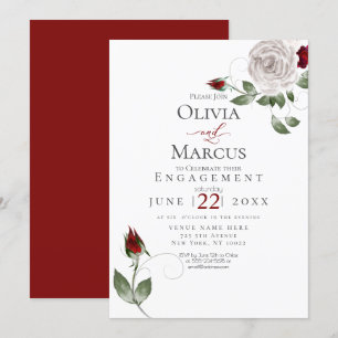 Invitation FIANÇAILLES Aquarelle Dusty Mauve et Cabernet