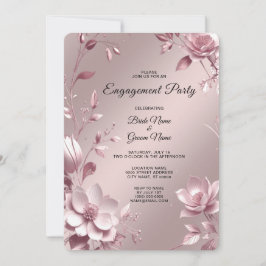Invitation Fiançailles avec cadre floral rose délicat
