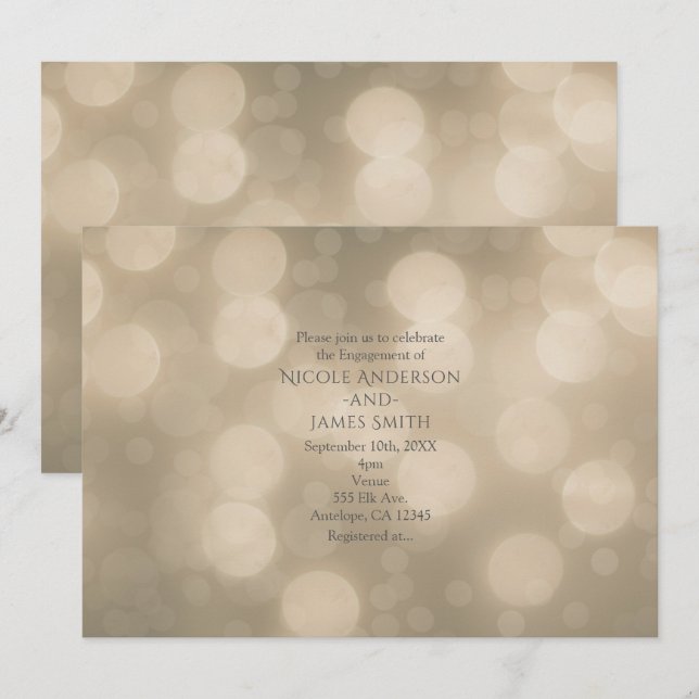 Invitation Fiançailles Bokeh Lumières de crème blanche (Devant / Derrière)
